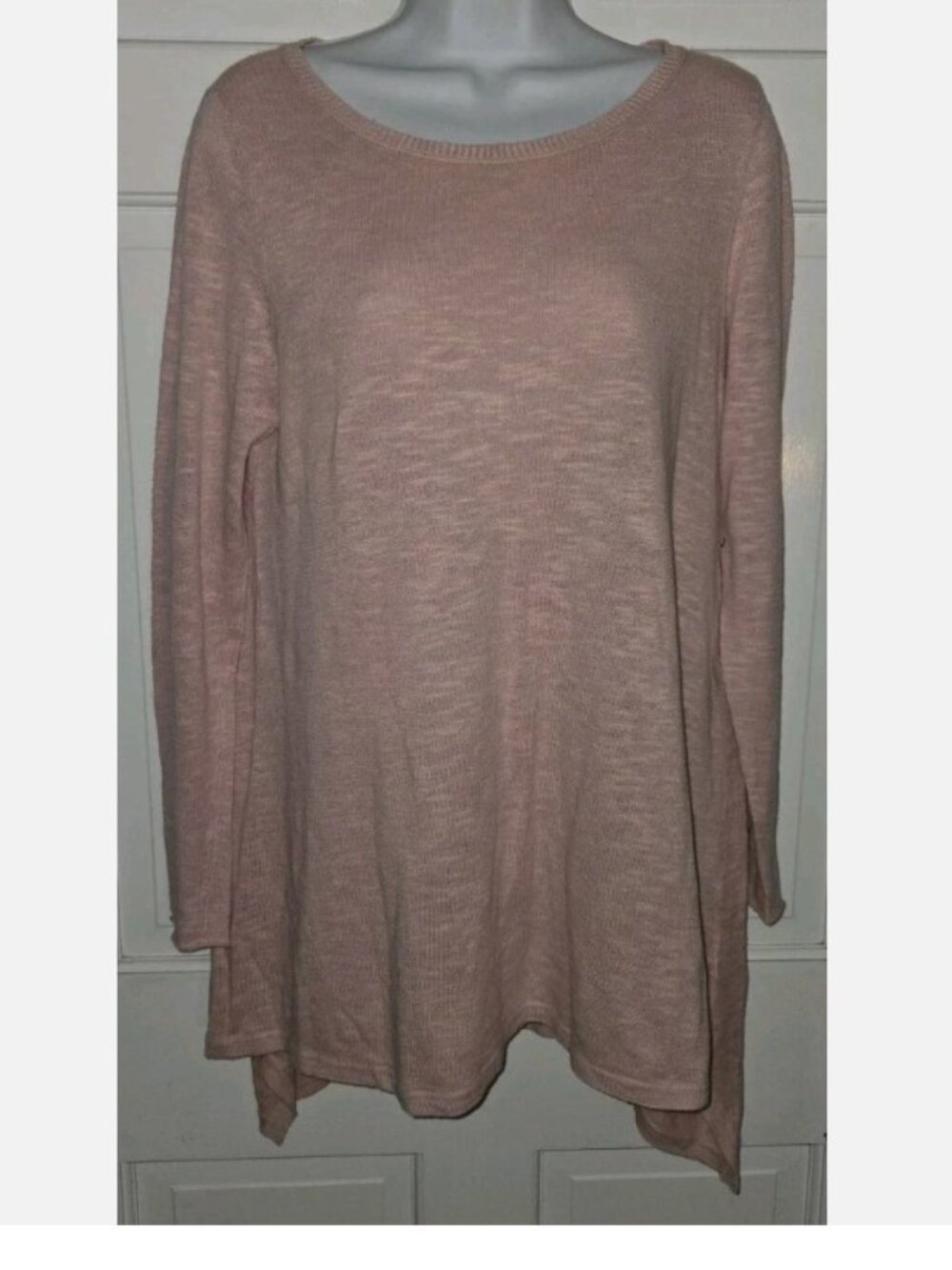EILEEN FISHER Blush Pink Organic Cotton Linen Pullover Tunic Sweater M